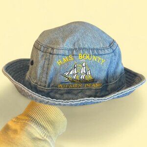 Port Authority S/M 100% Cotton Soft Denim Bucket Hat HMS Bounty Pitcairn Island